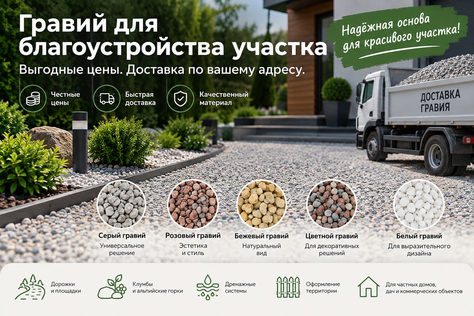 Гравий для благоустройства участка: цена и доставка